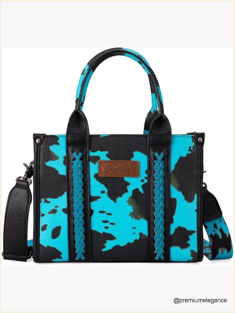 Cow Print Tote Bag Western Purse Top Handle Satchel Handbag Guitar Strap